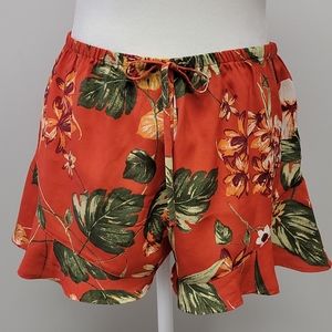 American rag flowy floral print frill short shorts